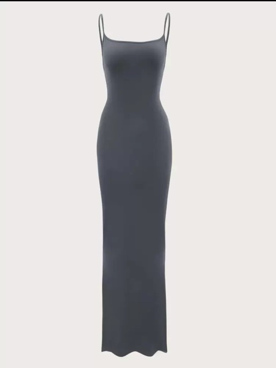 SHEIN Dresses & Skirts - SHEIN Charcoal Gray Spaghetti Strap Maxi Dress